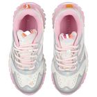 Girls Iridescent Silver, White & Pink Trainers, 1, hi-res