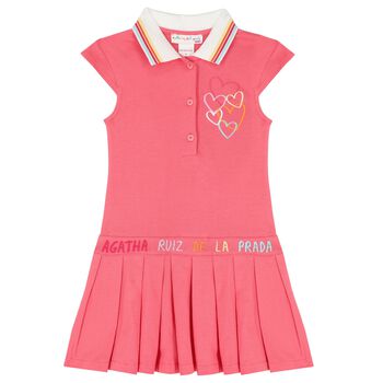 Girls Pink Polo Logo Dress