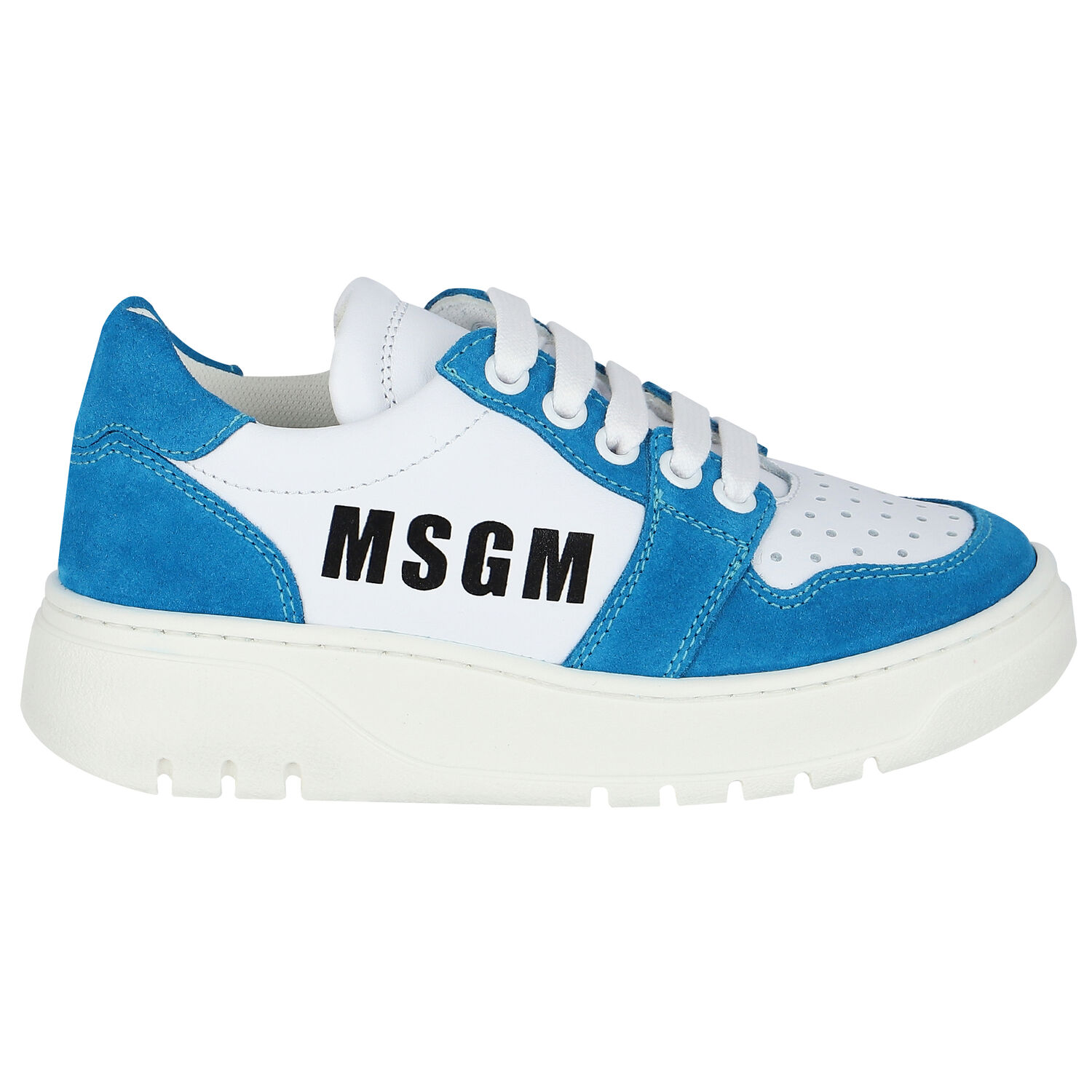 White & Blue Logo Trainers, 1, hi-res image number null