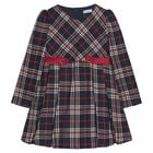 Girls Navy Blue & Red Plaid Dress, 2, hi-res