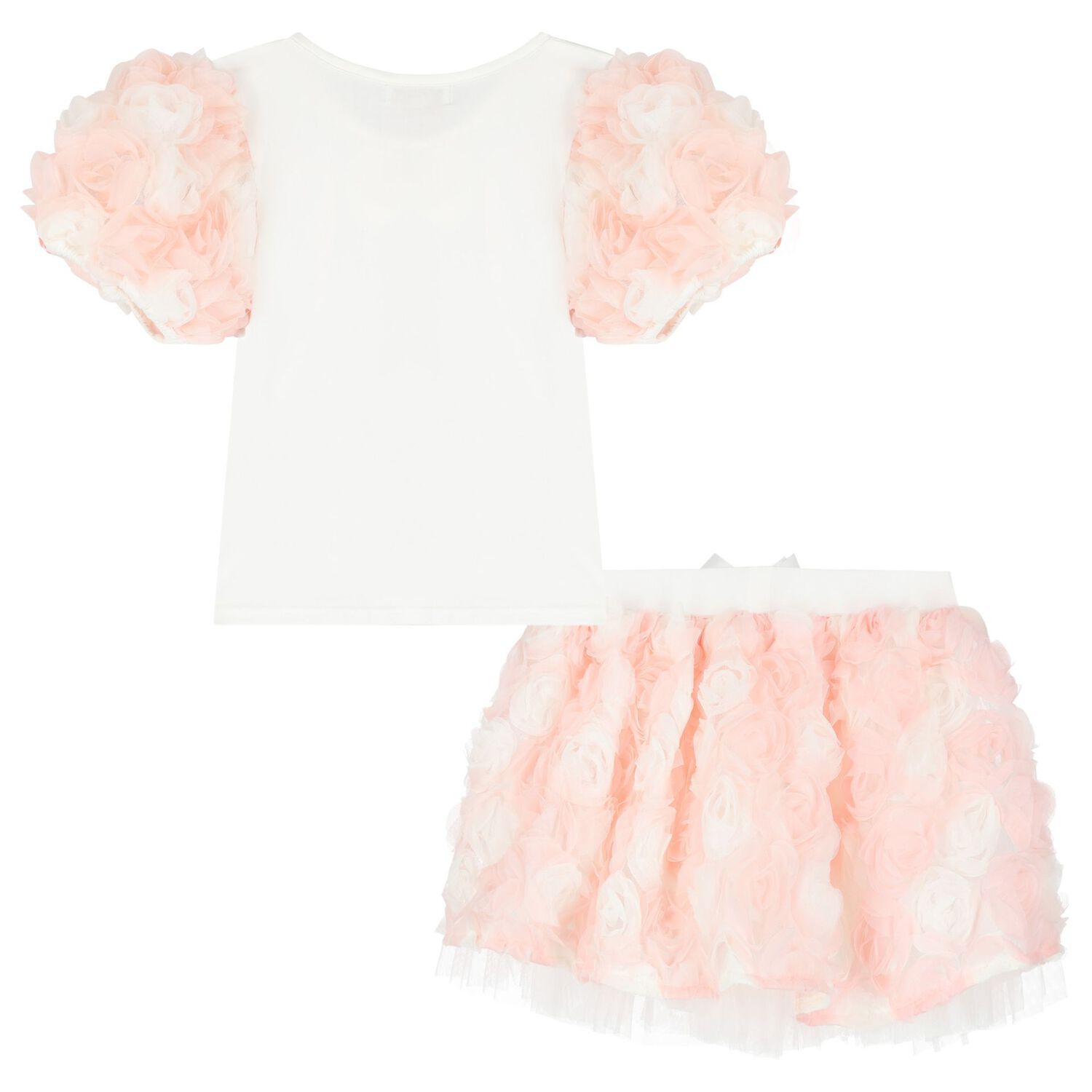 Girls Ivory & Pink Roses Skirt Set, 1, hi-res image number null
