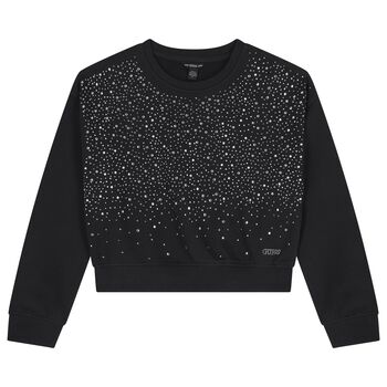 Girls Black Logo Rhinestone Sweatshirt