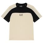 Boys Beige & Black Logo T-Shirt, 1, hi-res
