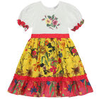 Girls White & Yellow Floral Dress, 1, hi-res