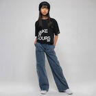 Girls Black Logo Crop Top, 1, hi-res