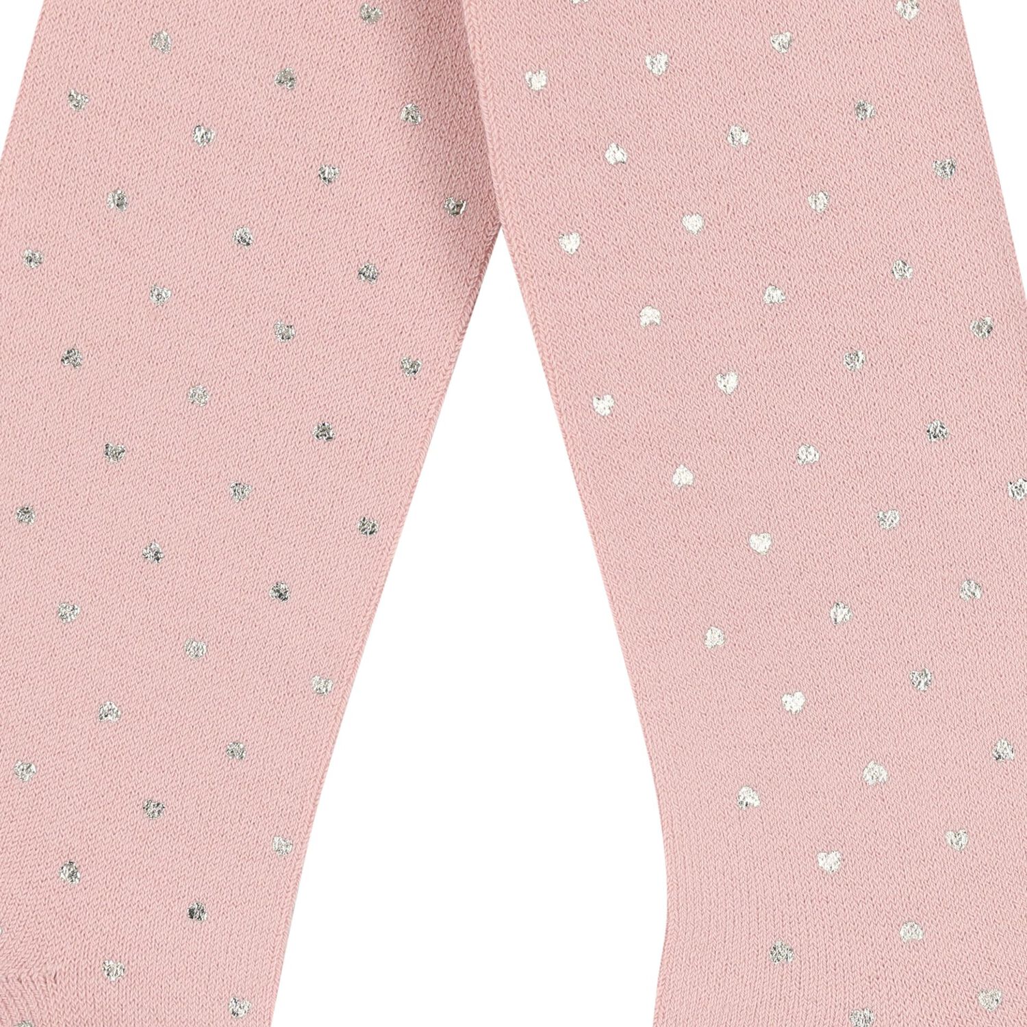 Younger Girls Pink & Gold Heart Tights, 2, hi-res
