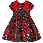 Girls Navy Blue & Red Tartan Dress, 1, hi-res
