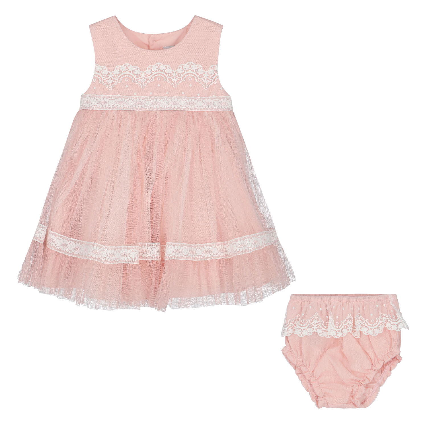 Baby Girls Pink Tulle Dress Set, 1, hi-res
