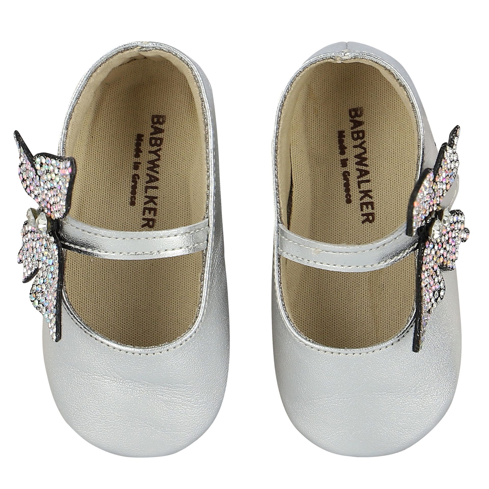 Babywalker Baby Girls Silver Butterfly Shoes Junior Couture UK
