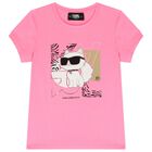 Girls Pink Choupette Logo T-Shirt, 1, hi-res