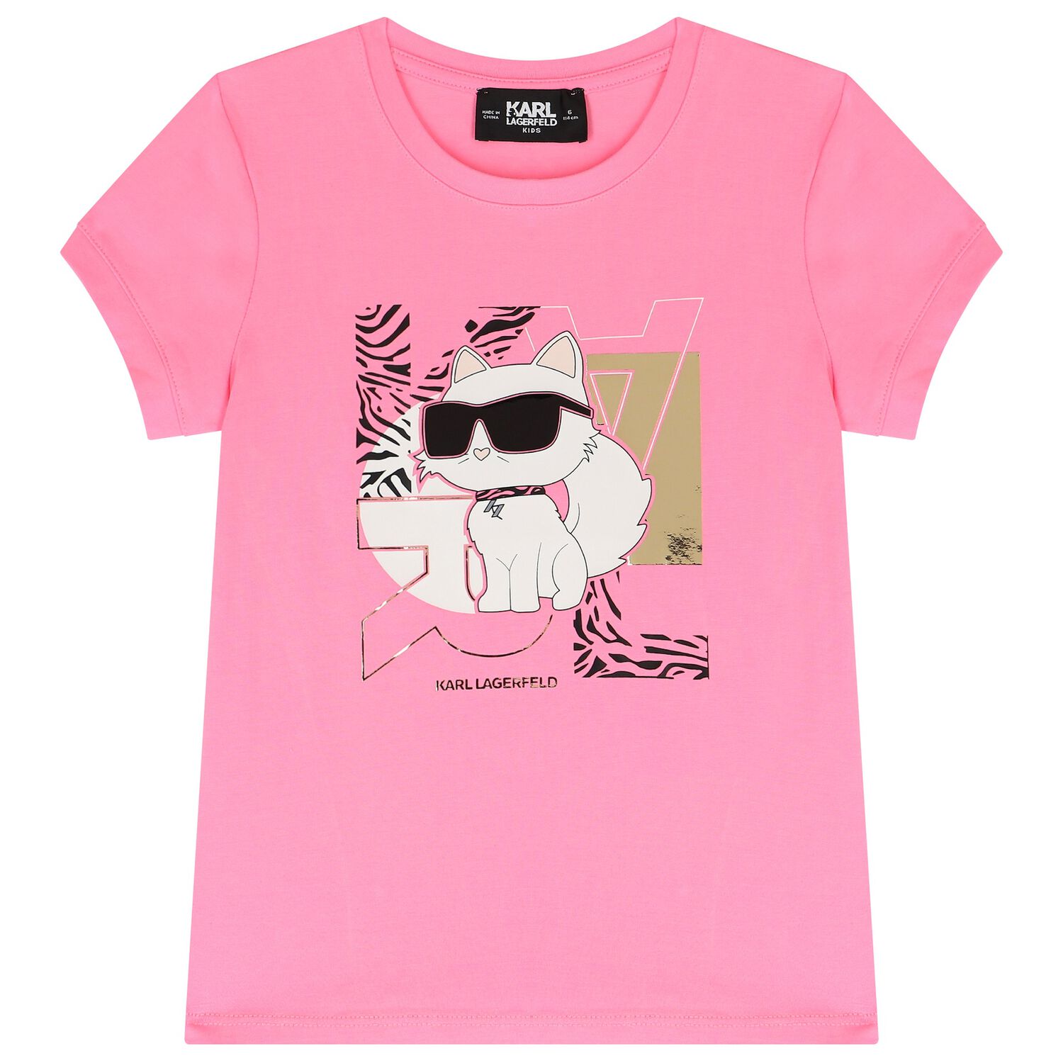 Girls Pink Choupette Logo T-Shirt, 1, hi-res