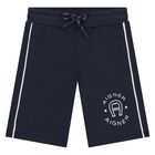 Younger Boys Navy Blue Logo Shorts, 2, hi-res