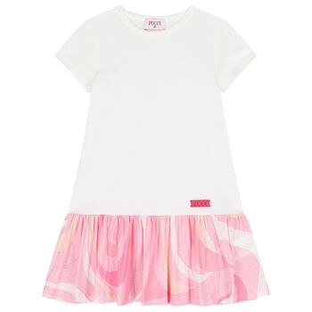 Girls White & Pink Iride Dress