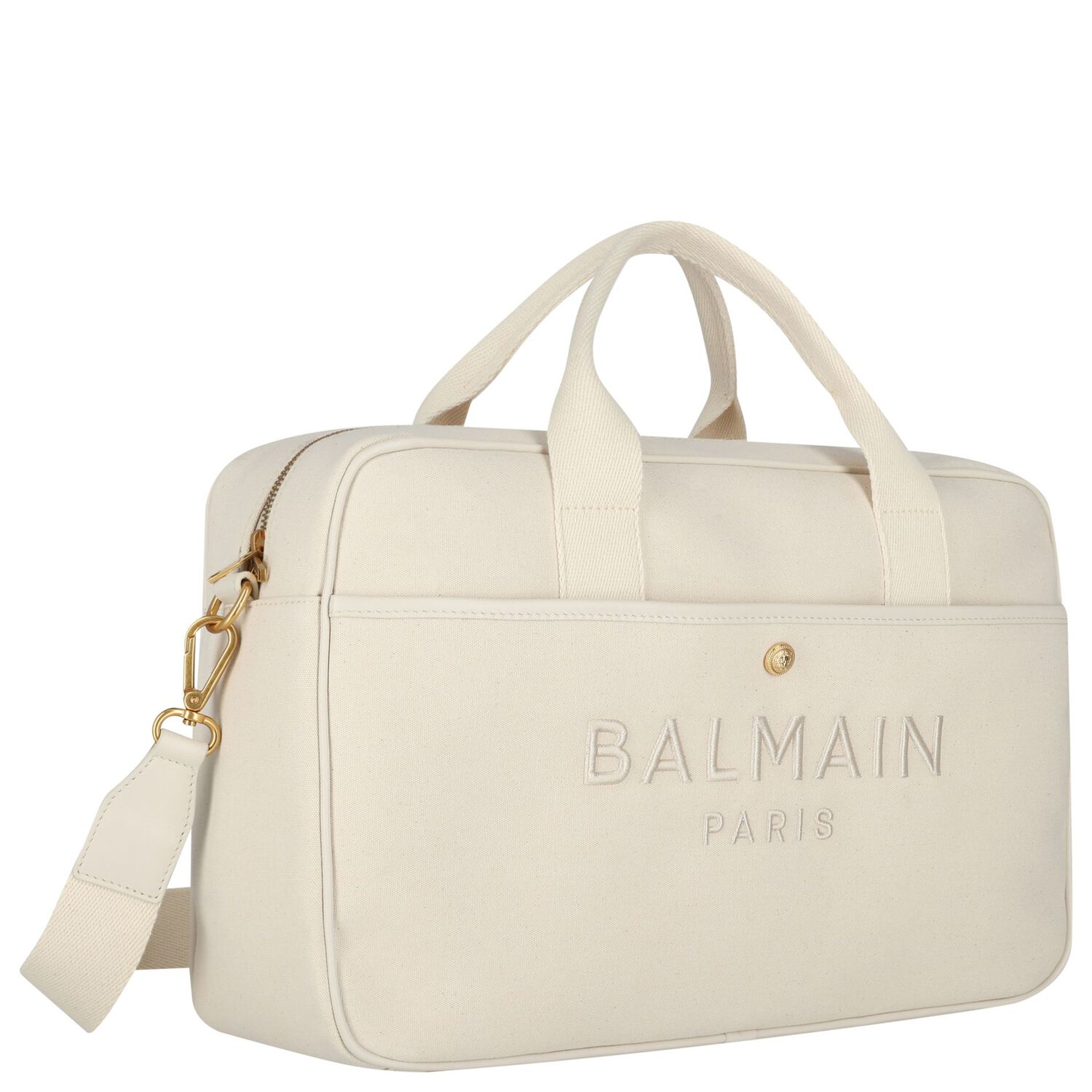 Beige Logo Canvas Baby Changing Bag, 1, hi-res