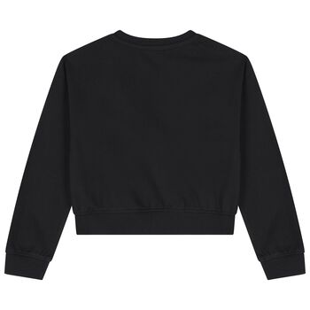 Girls Black Logo Rhinestone Sweatshirt