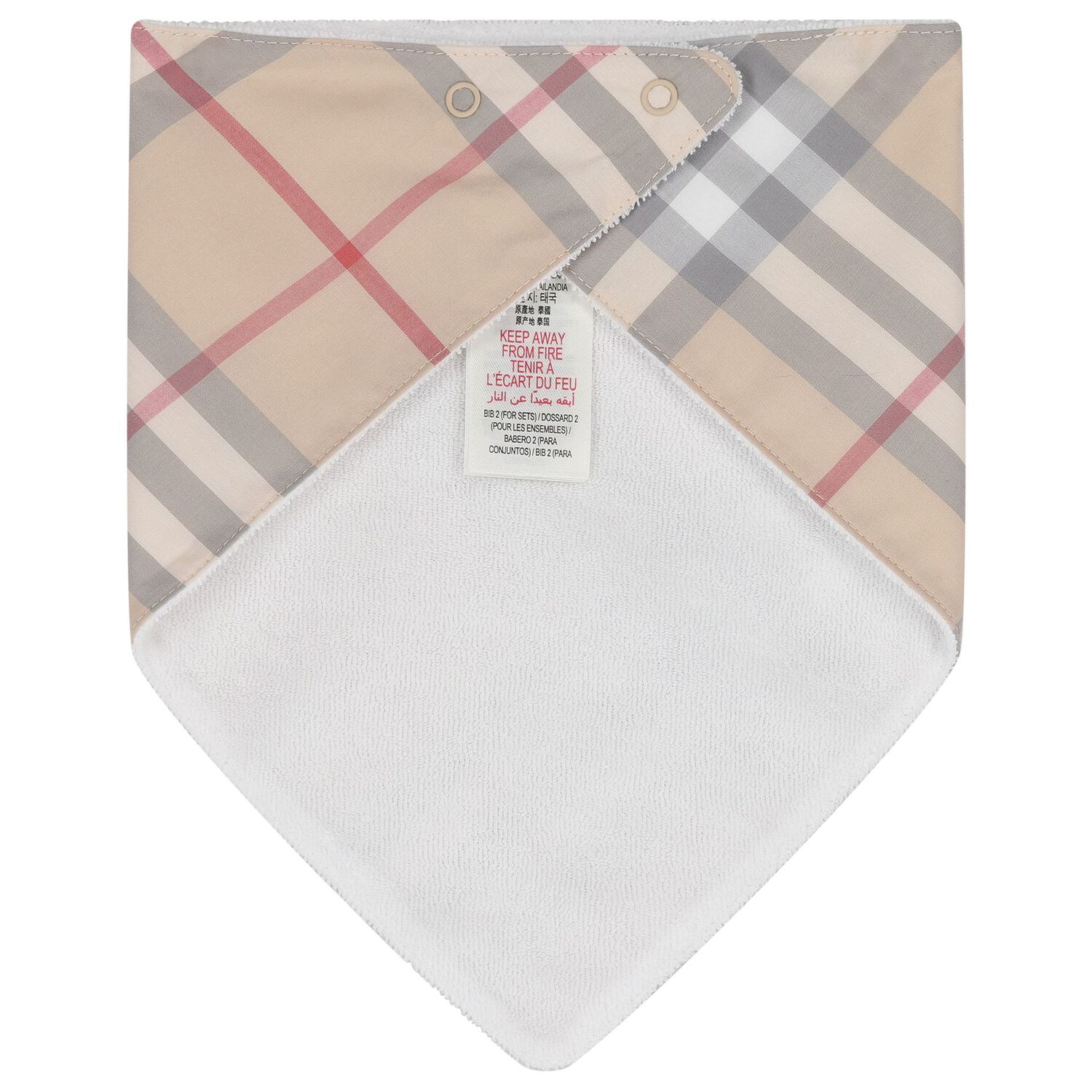 White & Beige Checked Bibs ( 2-Pack ), 1, hi-res