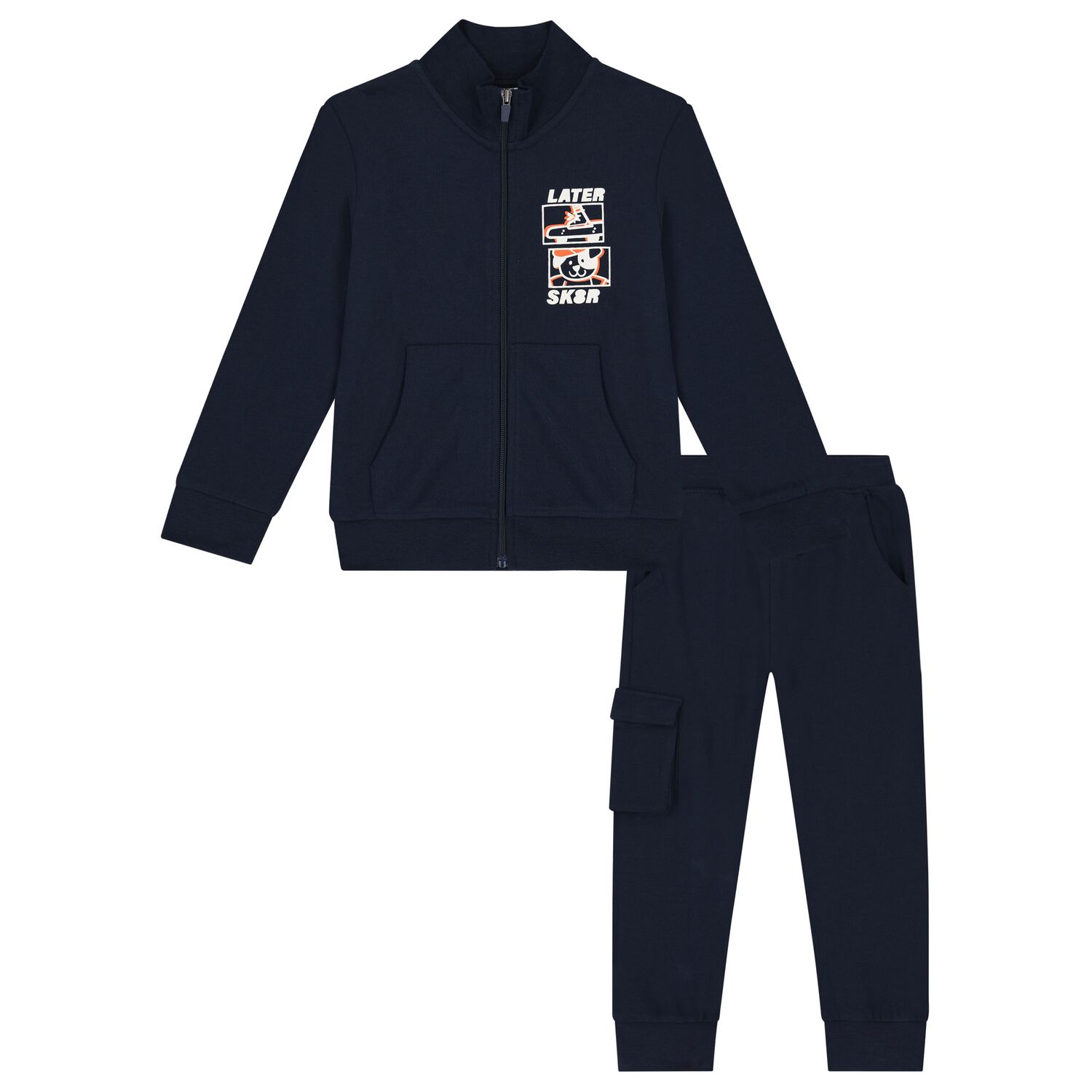Boys Navy Blue Logo Tracksuit, 2, hi-res image number null