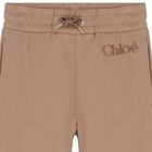 Girls Beige Logo Joggers, 1, hi-res