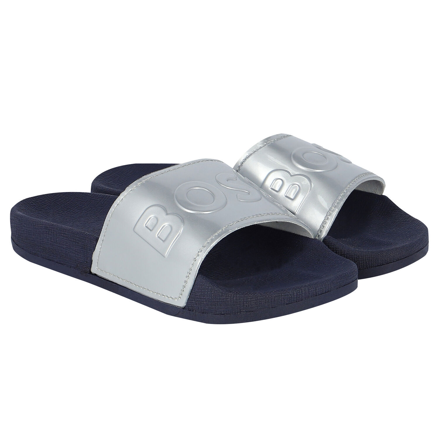 Girls Silver Logo Sliders, 1, hi-res