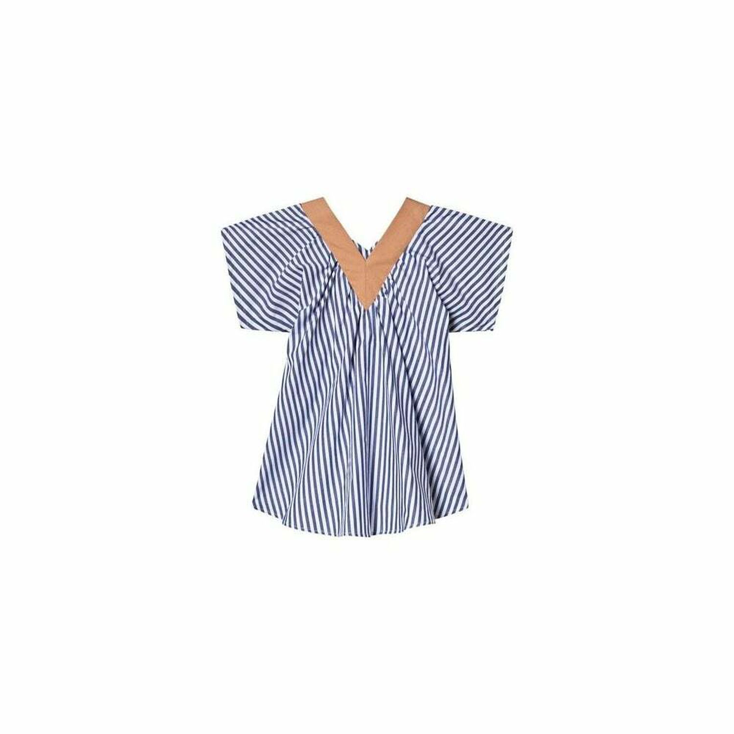 Girls Blue & White Stripes Dress, 1, hi-res