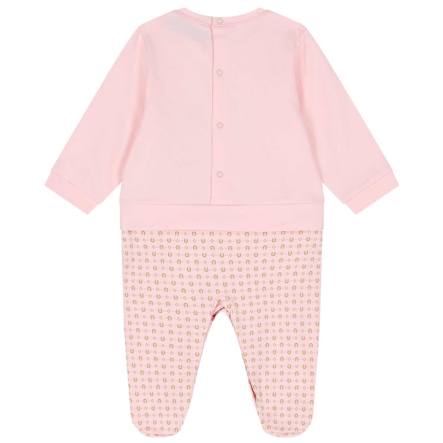 Pink & Gold Pima Cotton Logo Babygrow, 2, hi-res