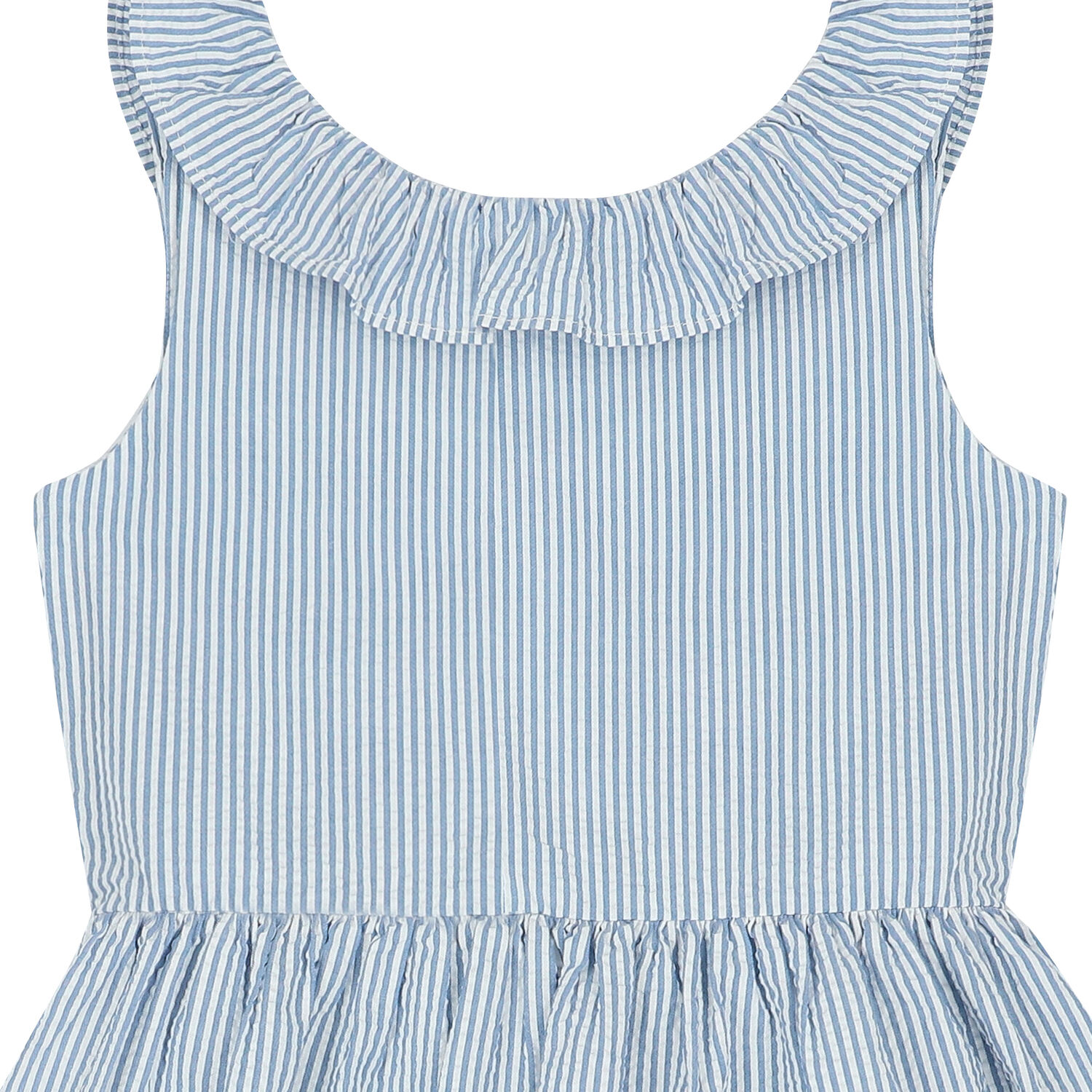 Girls Blue & White Striped Dress, 1, hi-res