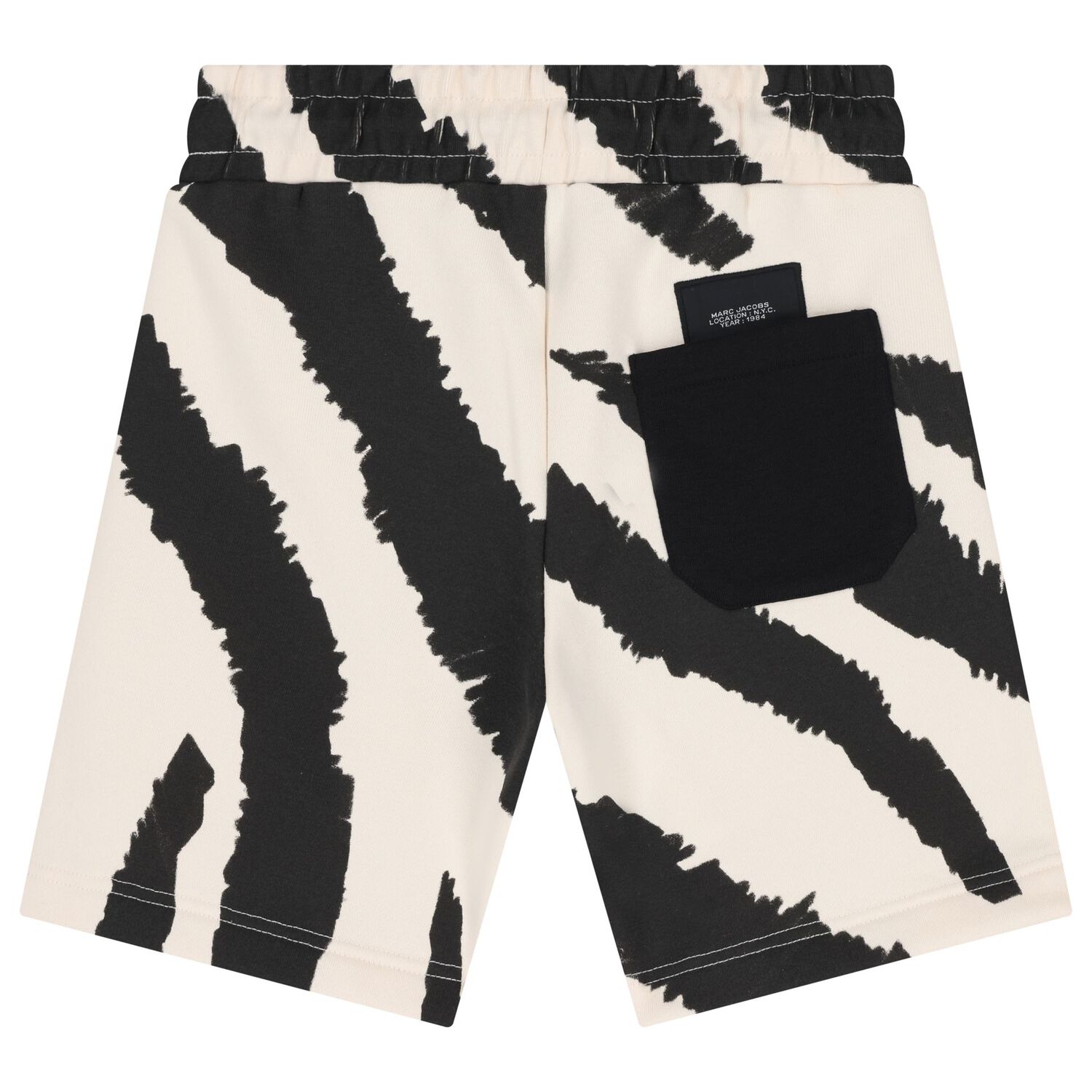 Boys Black & Ivory Zebra Shorts, 1, hi-res