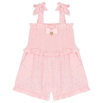Girls Pink Sequin Playsuit