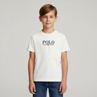 Boys White Cotton Polo Logo T-Shirt, 1, hi-res