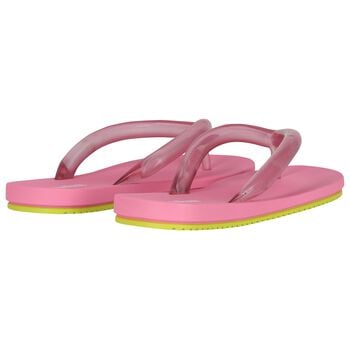 Girls Pink Logo Flip Flops