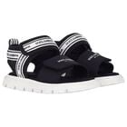 Black & White Younger Logo Velcro Sandals, 1, hi-res
