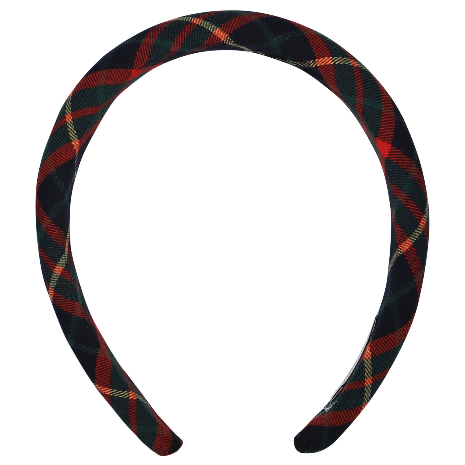 Girls Navy Blue, Green & Red Tartan Headband, 1, hi-res
