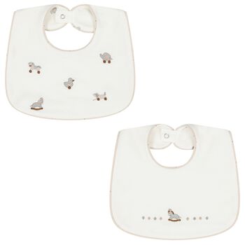 Ivory Embroidered Bibs ( 2 Pack )