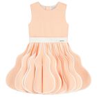 Girls Pink 3D Folds Dress, 1, hi-res