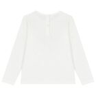 Girls Ivory Bow Long Sleeve Top, 1, hi-res