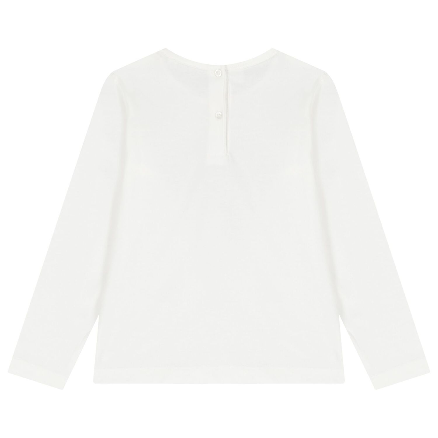 Girls Ivory Bow Long Sleeve Top, 1, hi-res