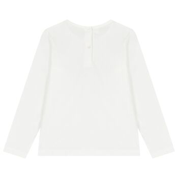 Girls Ivory Bow Long Sleeve Top