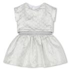 Younger Girls Ivory & Silver Logo Dress, 1, hi-res