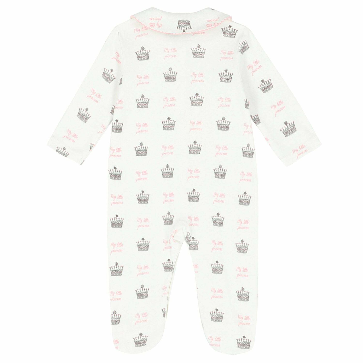 Baby Girls White & Pink Babygrow, 1, hi-res