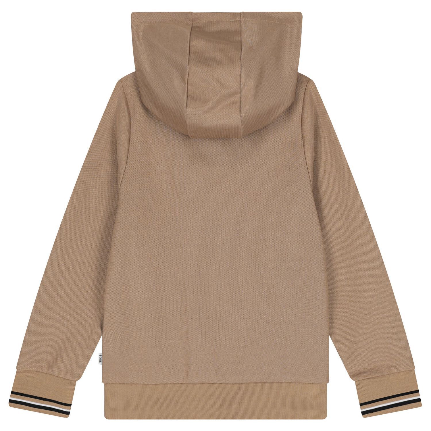 Boys Beige Logo Hooded Zip Up Top, 2, hi-res