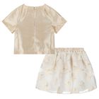 Girls Gold & White Roses Skirt Set, 1, hi-res