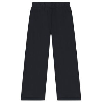 Girls Navy Blue Logo Wide Leg Joggers