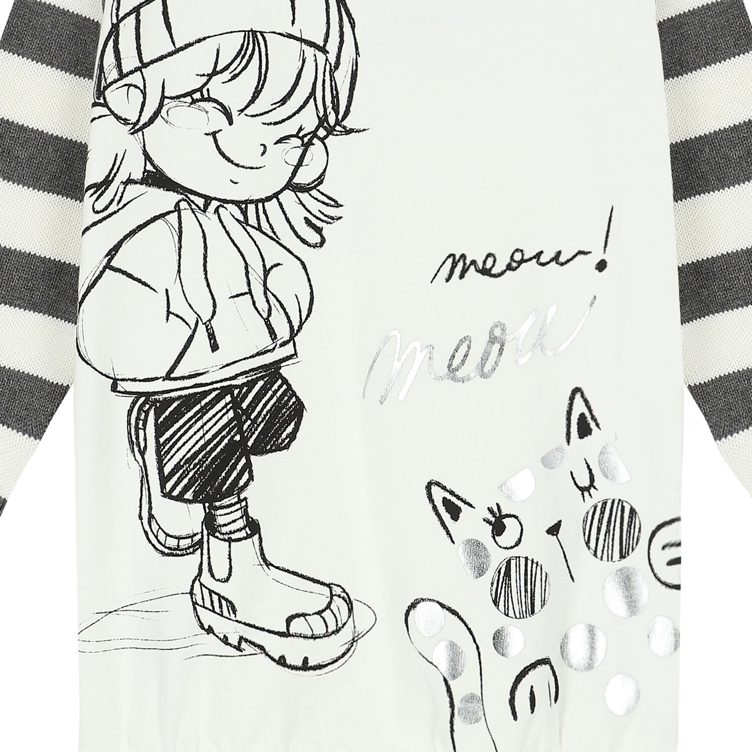 Girls White Sweatshirt Dress, 1, hi-res