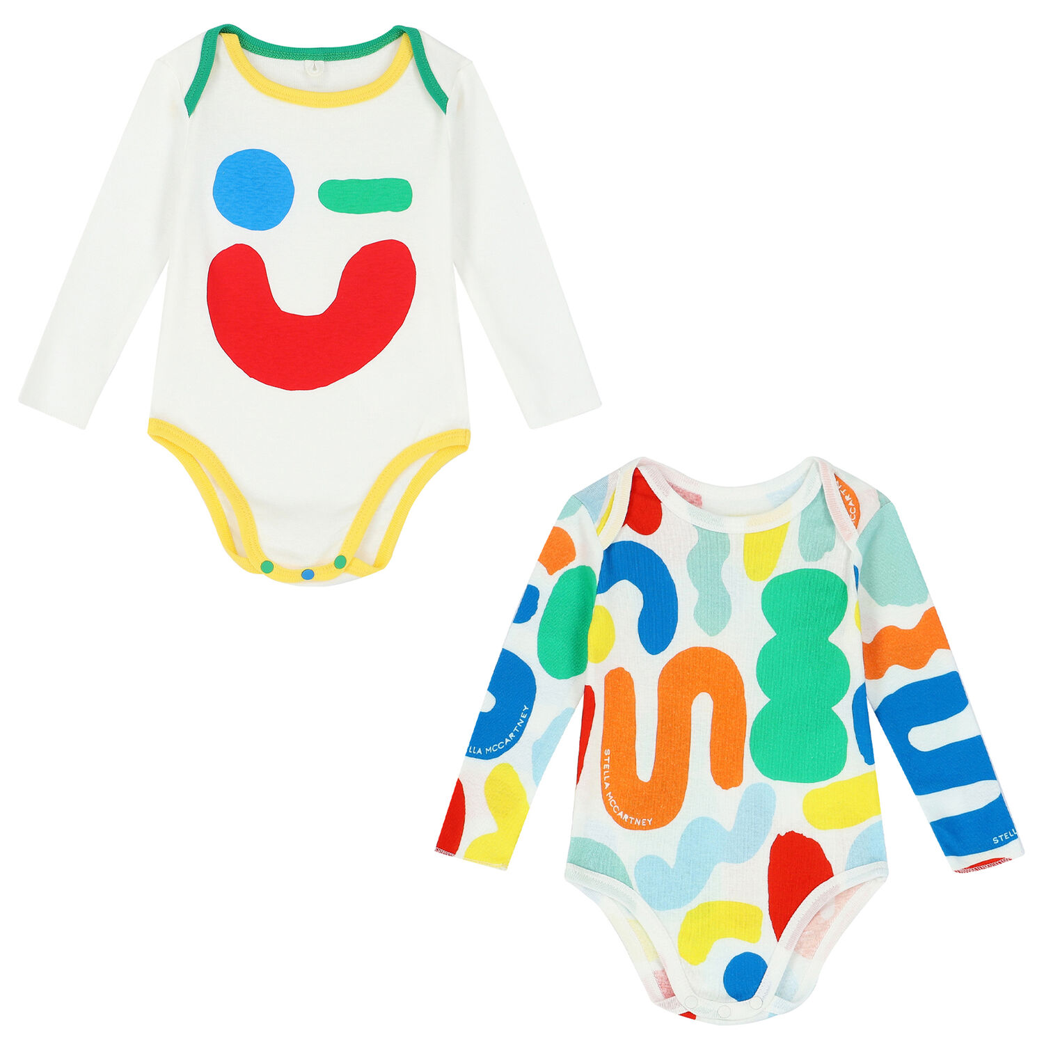Multi-Coloured Abstract Print Bodysuits ( 2-Pack ), 1, hi-res