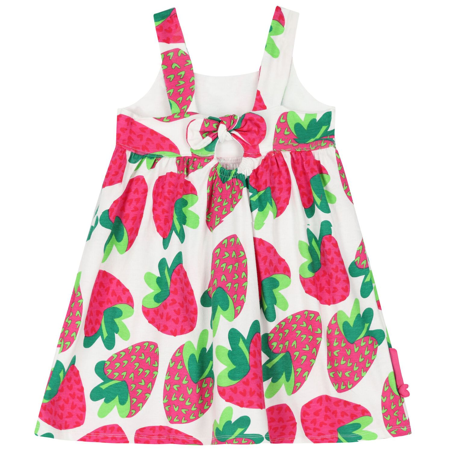 Girls White & Pink Strawberry Dress, 1, hi-res