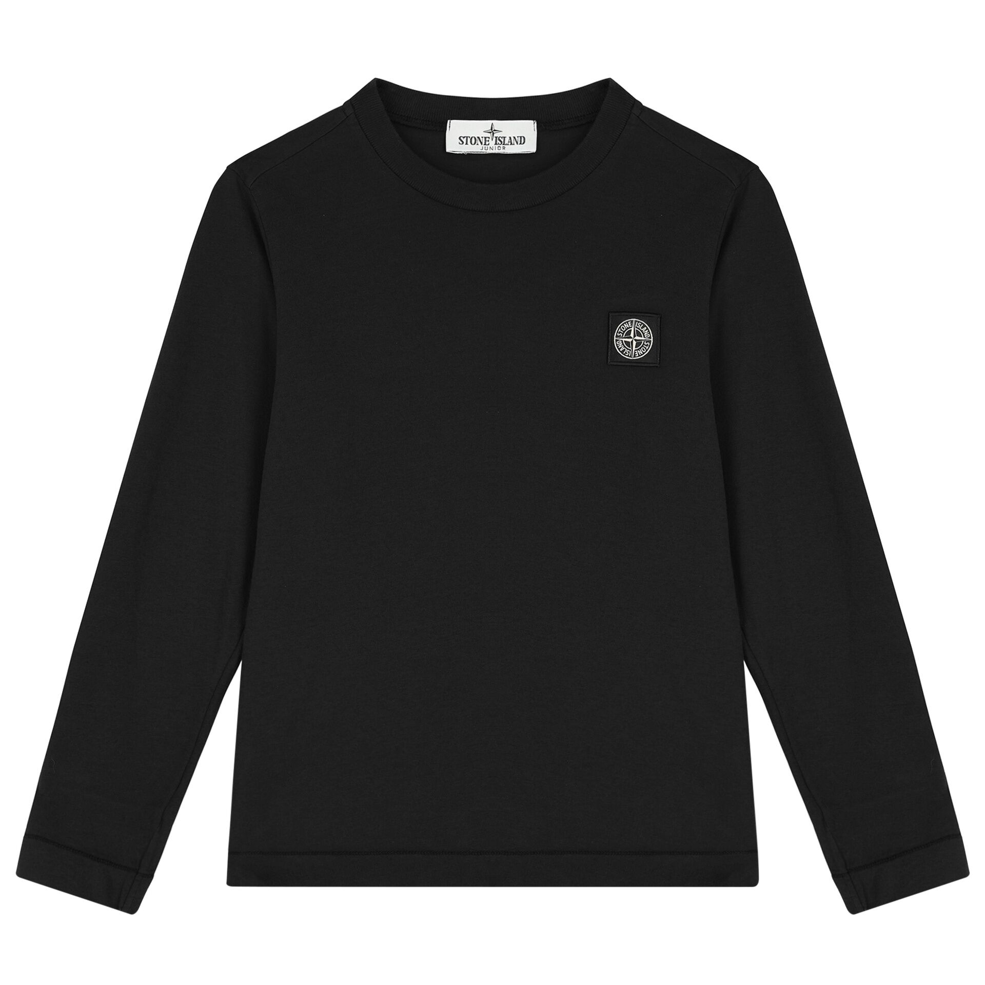 Stone Island Boys Black Logo Long Sleeve Top Junior Couture UK