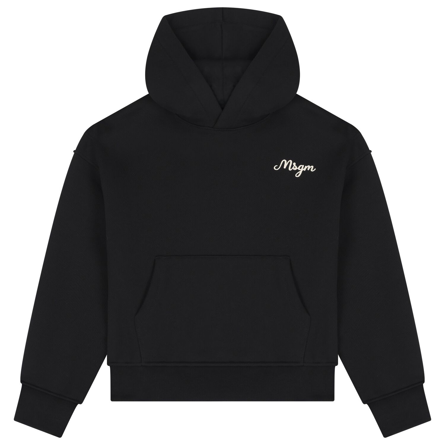 Boys Black Logo Hooded Top, 1, hi-res