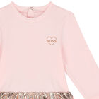 Younger Girls Pink & Metallic Rose Gold Dress, 1, hi-res