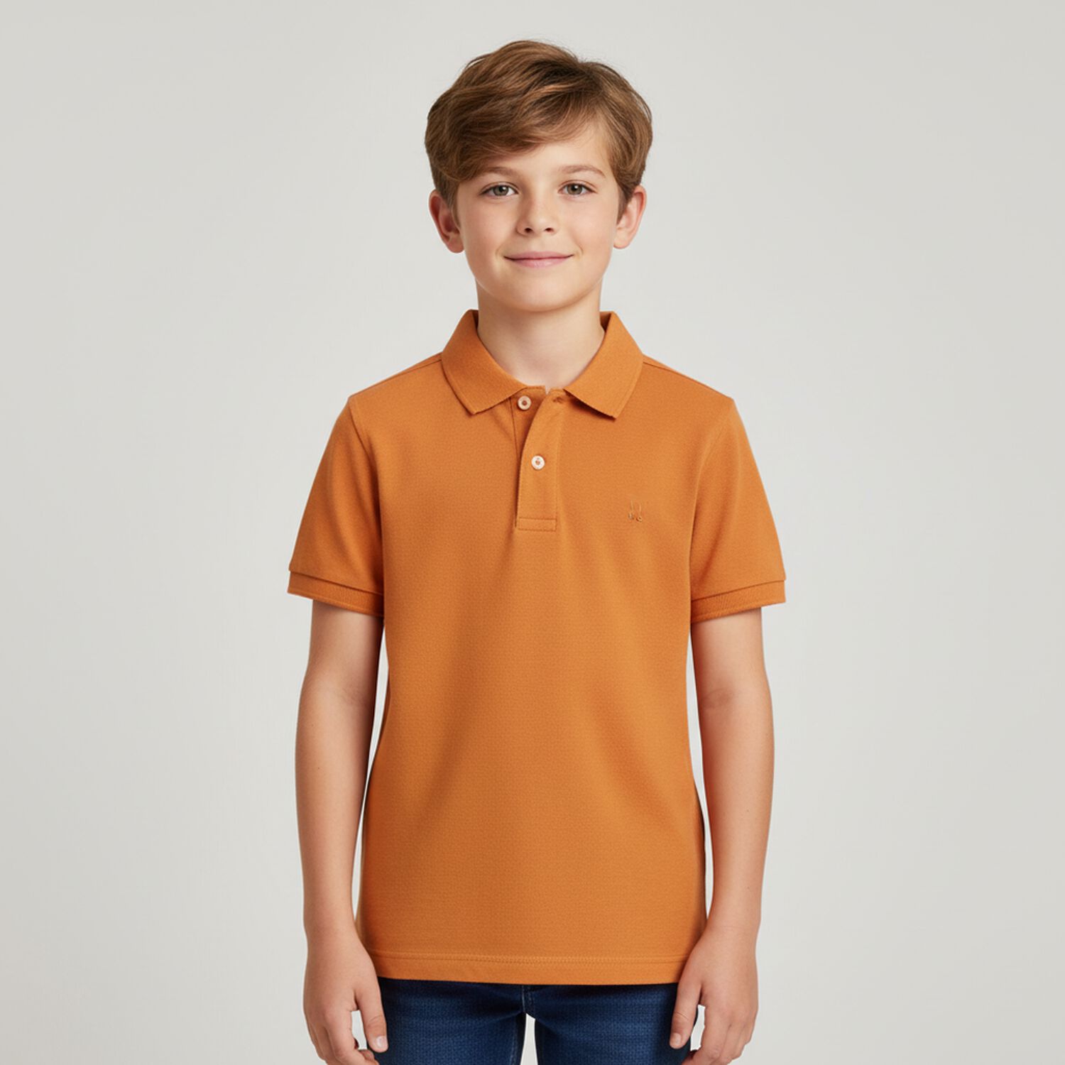 Boys Beige Logo Polo Shirt, 1, hi-res