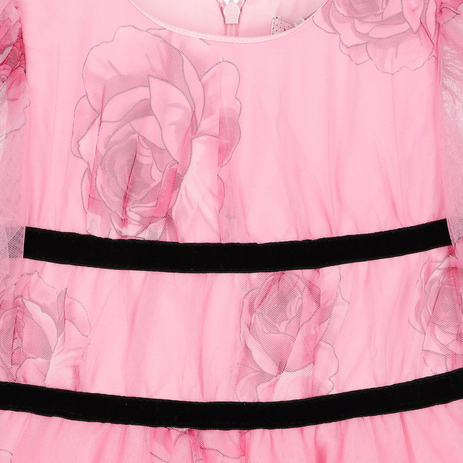 Girls Pink Roses Tulle Dress, 1, hi-res